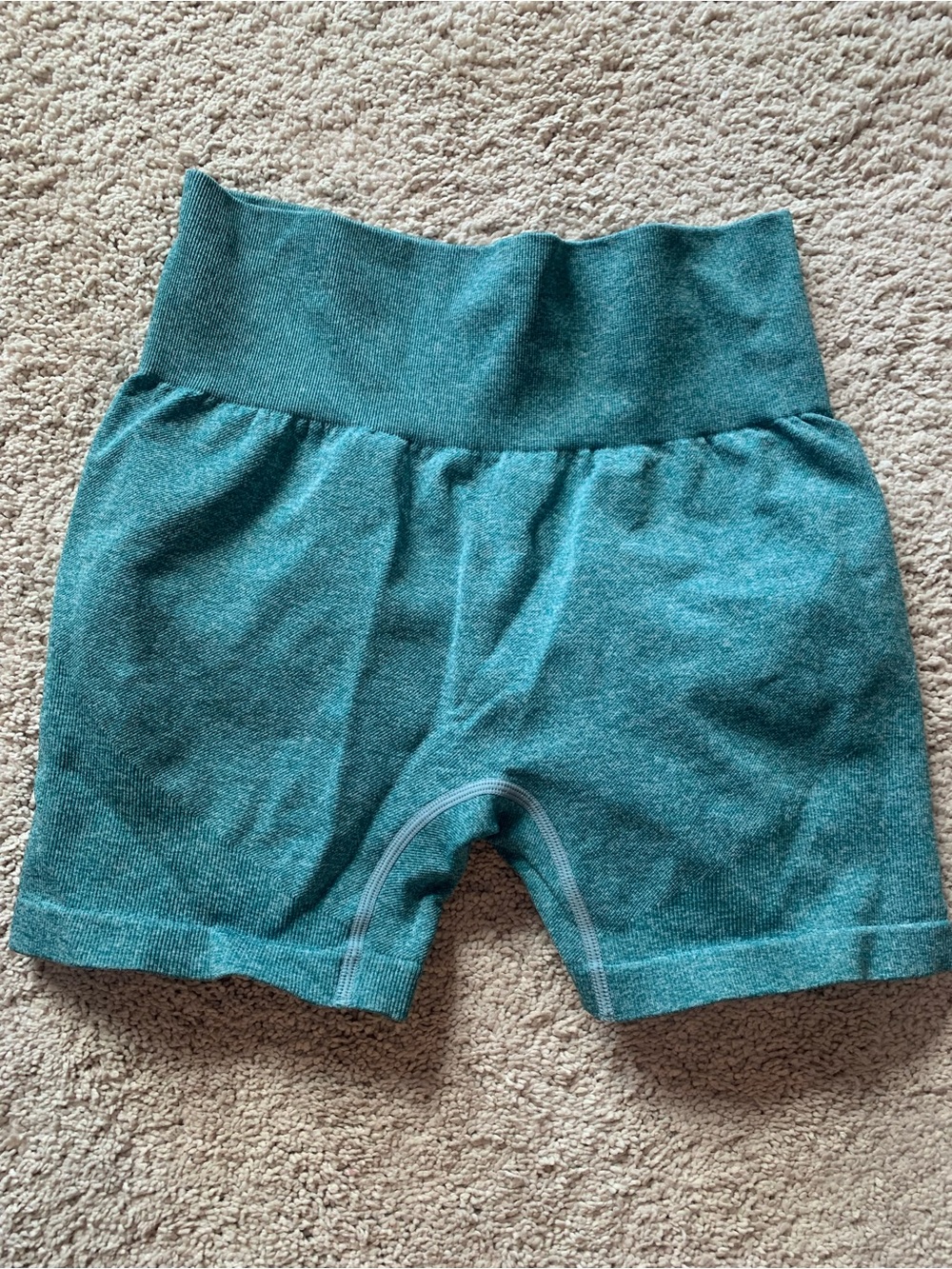 Stretch High-Waist Teal Shorts